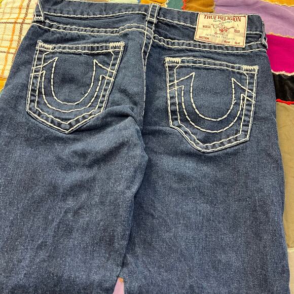 Y2K True Religion Embroidered Dark Blue Jeans 32Wx33L - Picture 3 of 7